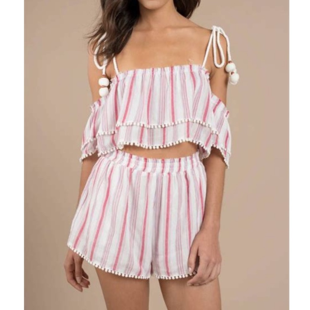 Luelle stripe crop top and shorts set-Tobi